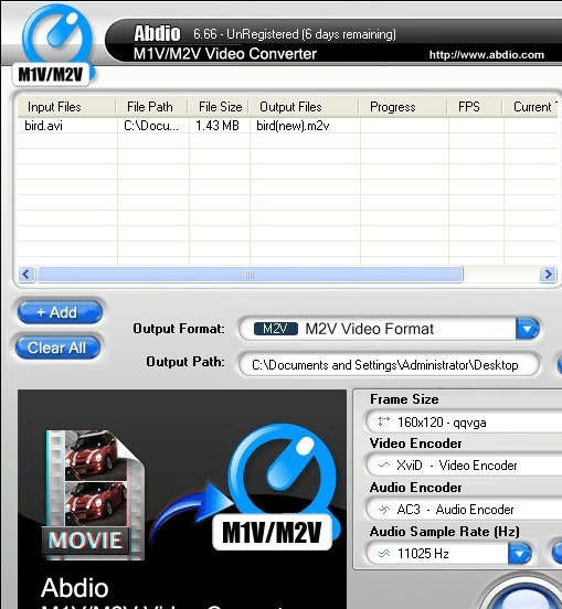 Abdio M1V M2V Video Converter Screenshot 1