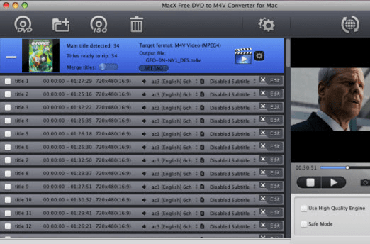 MacX Free DVD to M4V Converter Screenshot 1